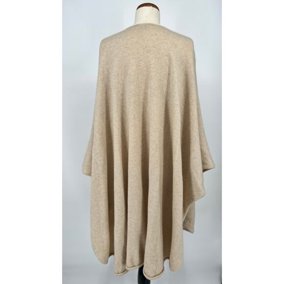 Vtg 70s Malo Tricot 100% Cashmere Blanket Wrap Poncho Shawl O/S Beige Long Italy - Picture 4 of 9